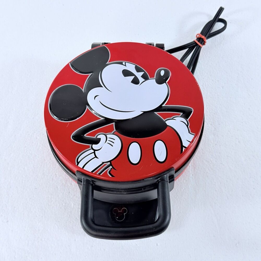 Disney Mickey Mouse Waffle Maker Red Non-Stick Breakfast Iron Baker TESTED WORKS
